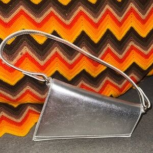 Silver Geometric Madison West Shoulder Bag - Y2K Vibes!